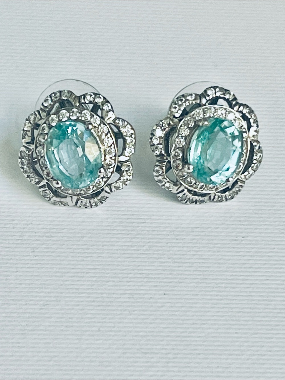 Silver Madagascar apatite stud earrings